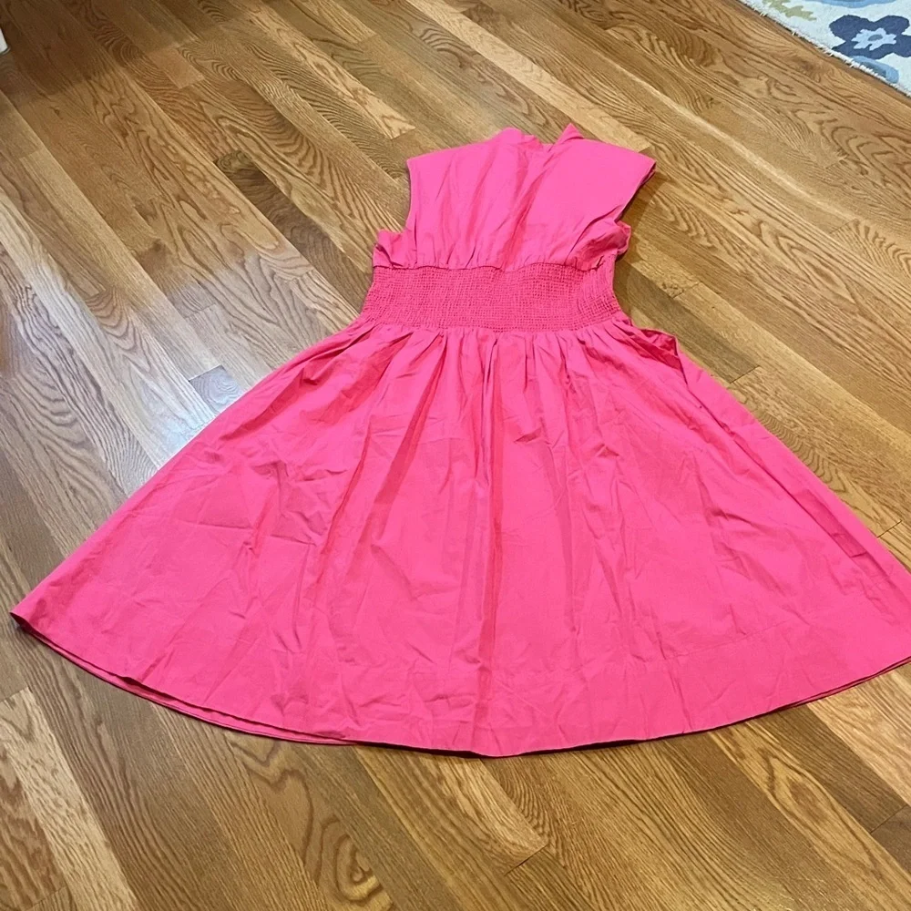 Anthropologie The Tommie Cap-Sleeve Smocked Front-Zip Shirt Dress Size LP NWT - Picture 12 of 12